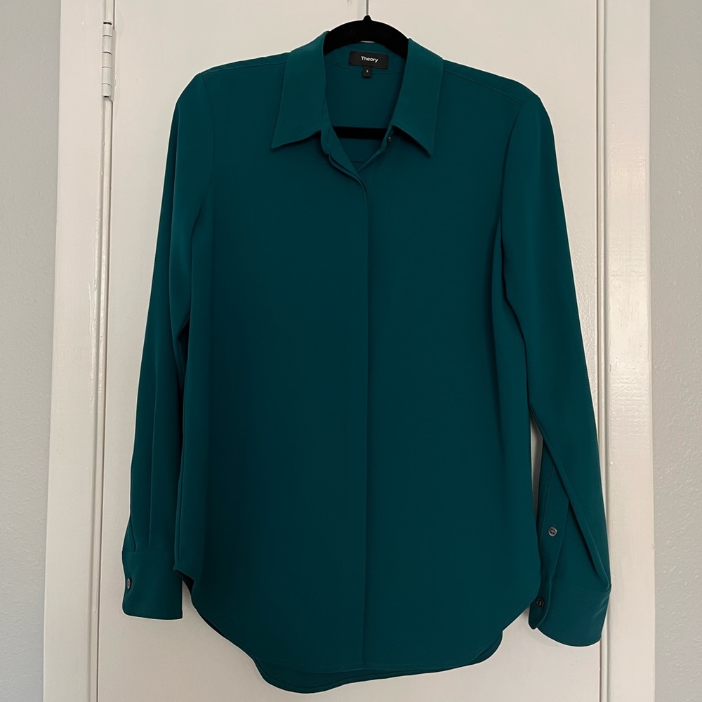 Theory Teal Button Down